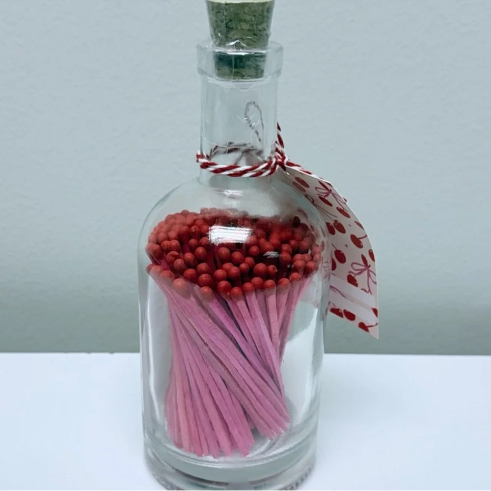 New! Aldi Kirkton House Decorative Pink Matches w/ Red Tips in Glass Bottle